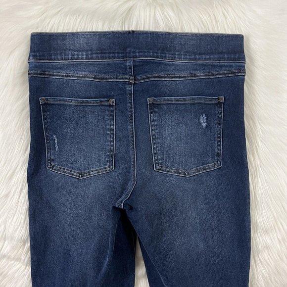 Spanx Women's Size Medium Distressed Medium Wash Ankle Skinny Jegging Jeans - Picture 9 of 10